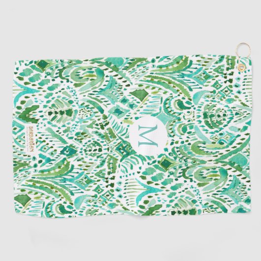 Aangepaste GETTIN’ TURT Green Aqua Zee Turtle Trib Golfhanddoek (Horizontaal)