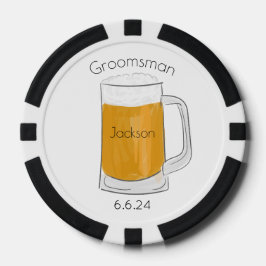 Aangepaste Getuige Bruidsjonker Bier Bruiloft Poker Chips