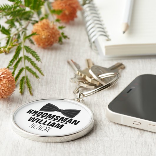 Aangepaste Getuige Bruidsjonker Trouwen Sleutelhanger (Zijkant)