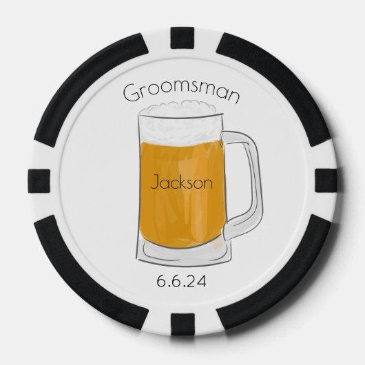 Aangepaste Getuige van de Bruidegom Bier Bruiloft Poker Chips (Voorkant)