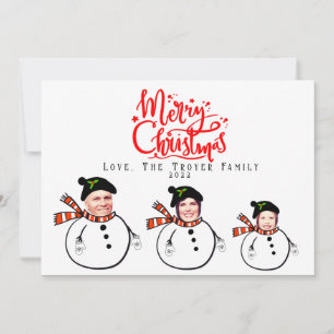 Aangepaste geüploade familiefoto's kerstkaart notitiekaartje