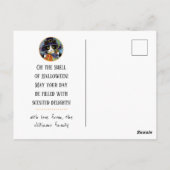 Aangepaste "geur van Halloween" Cat Witch Briefkaart (Achterkant)