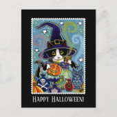 Aangepaste "geur van Halloween" Cat Witch Briefkaart (Voorkant)