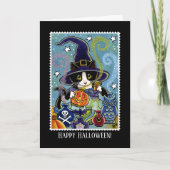 Aangepaste "Geur van Halloween" Cat Witch Kaart (Voorkant)