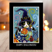 Aangepaste "Geur van Halloween" Cat Witch Kaart