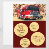 Aangepaste gevechtsuitnodigingen voor brandweerlie kaart (Voorkant / Achterkant)