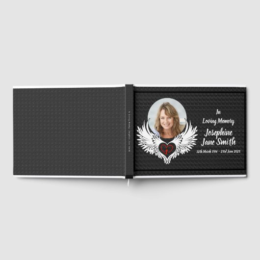 Aangepaste gevleugelde gedenkteken begrafenis foto gastenboek (Volledig)