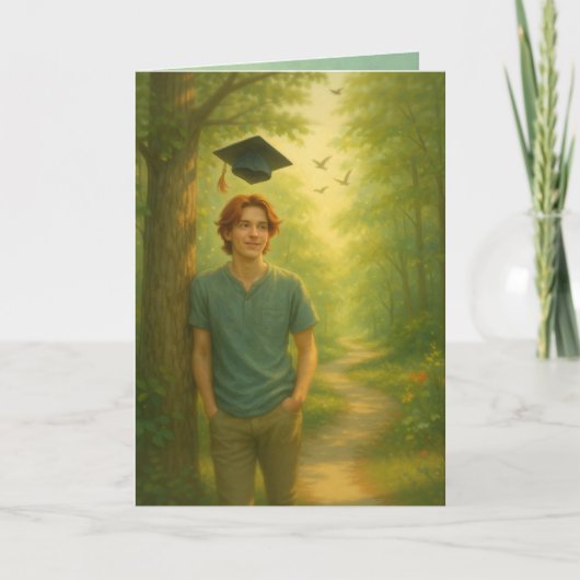 Aangepaste gevouwen Afstuderen Kaart Man met Rood  (Voorkant)