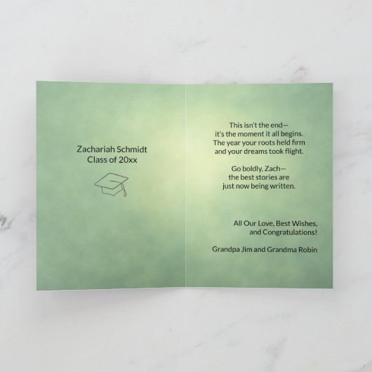 Aangepaste gevouwen Afstuderen Kaart Man w / bruin (Binnen)