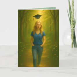 Aangepaste gevouwen Afstuderen Kaart Vrouw Blond H