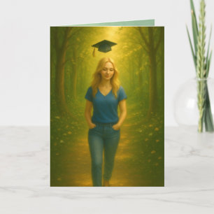 Aangepaste gevouwen Afstuderen Kaart Vrouw Blond H