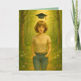 Aangepaste gevouwen Afstuderen Kaart Vrouw bruin h