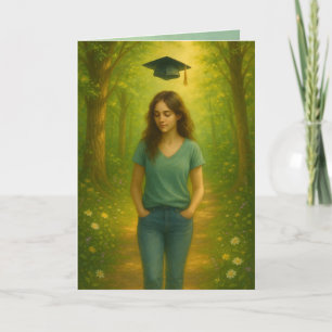 Aangepaste gevouwen Afstuderen Kaart Vrouw Dark Ha