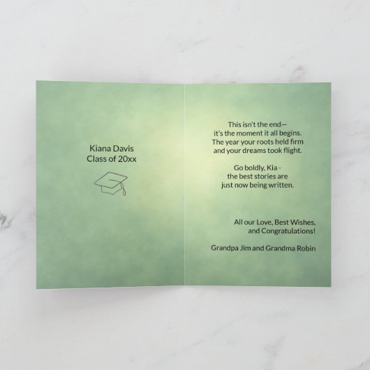 Aangepaste gevouwen Afstuderen Kaart Zwart Vrouw D (Binnen)