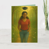 Aangepaste gevouwen Afstuderen Kaart Zwart Vrouw L (Voorkant)