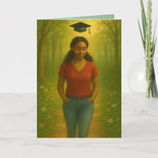 Aangepaste gevouwen Afstuderen Kaart Zwart Vrouw L (Voorkant)