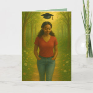 Aangepaste gevouwen Afstuderen Kaart Zwart Vrouw L