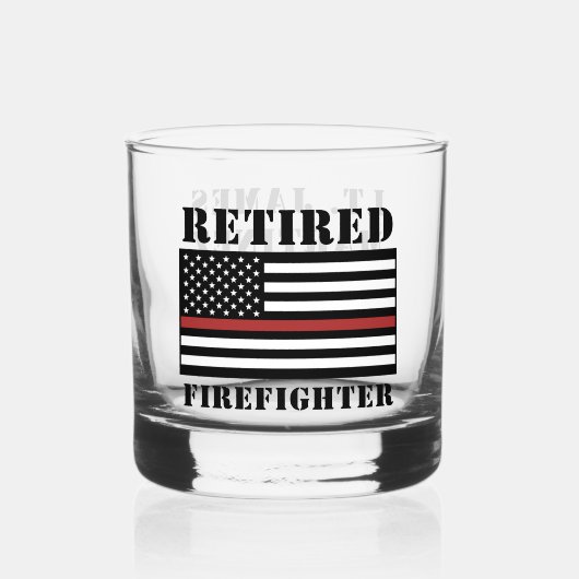 Aangepaste gevreesde brandweerman met rode lijn whisky glas (Voorkant)