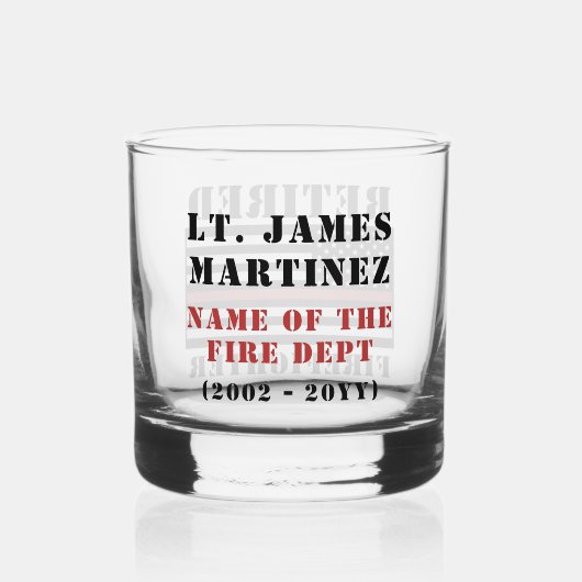 Aangepaste gevreesde brandweerman met rode lijn whisky glas (Achterkant)