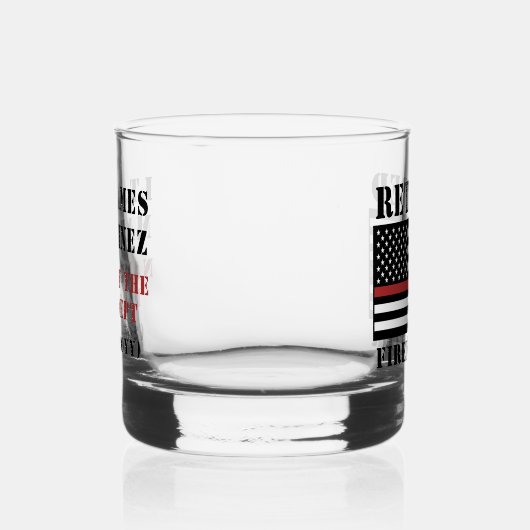 Aangepaste gevreesde brandweerman met rode lijn whisky glas (Rechts)