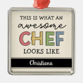 Aangepaste Geweldige Chef-cadeaus | Beste Chef Eve Metalen Ornament (Voorkant)