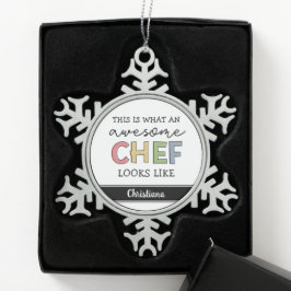 Aangepaste Geweldige Chef-cadeaus | Beste Chef Eve Tin Sneeuwvlok Ornament