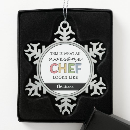 Aangepaste Geweldige Chef-cadeaus | Beste Chef Eve Tin Sneeuwvlok Ornament (Kistje)