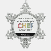 Aangepaste Geweldige Chef-cadeaus | Beste Chef Eve Tin Sneeuwvlok Ornament (Voorkant)