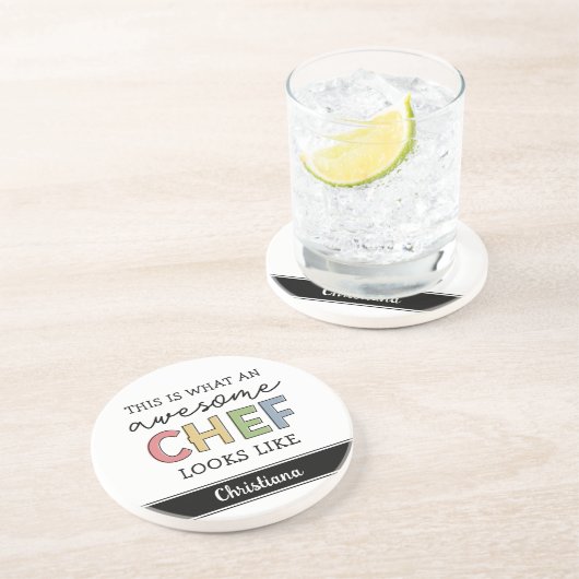 Aangepaste Geweldige Chef-cadeaus | Beste Chef Eve Zandsteen Onderzetter (Zijkant)