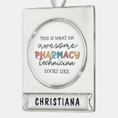 Aangepaste Geweldige Farmacie Tech Funny Verzilverd Banner Ornament (Links)
