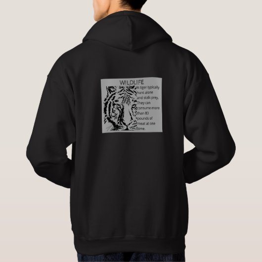 Aangepaste geweldige, krachtige tijgermannen zwart hoodie (Achterkant)
