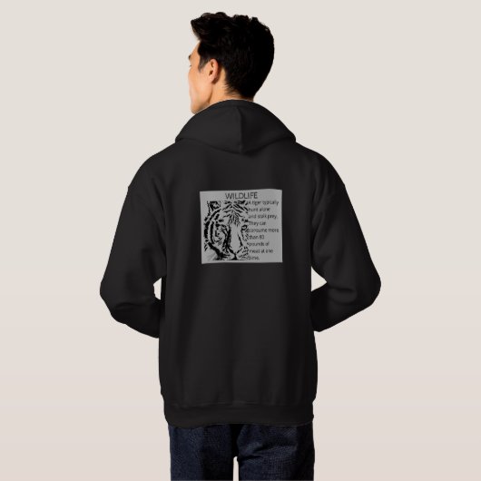 Aangepaste geweldige, krachtige tijgermannen zwart hoodie (Achterkant volledig)