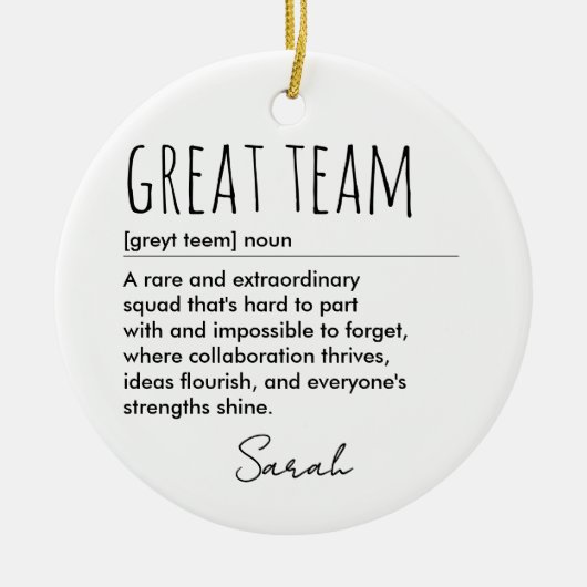 Aangepaste geweldige teamdefinitie Gepersonaliseer Keramisch Ornament (Voorkant)