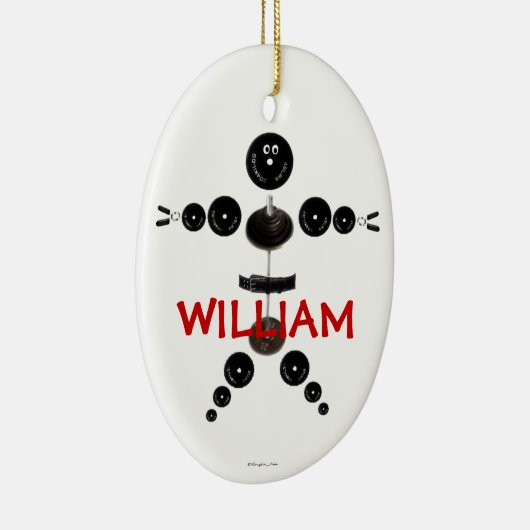 Aangepaste gewichtheffer Cartoon Keramisch Ornament (Rechts)