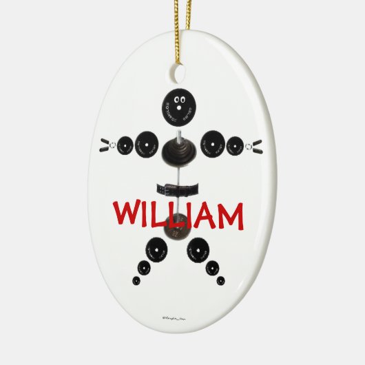 Aangepaste gewichtheffer Cartoon Keramisch Ornament (Links)