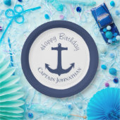 Aangepaste gezagvoerdersnaam voor bootveranker papieren bordje (Feest)