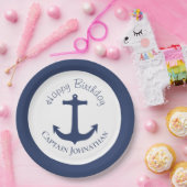 Aangepaste gezagvoerdersnaam voor bootveranker papieren bordje (Feest)