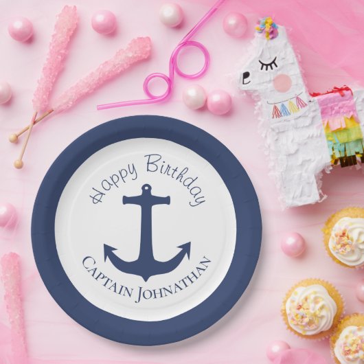 Aangepaste gezagvoerdersnaam voor bootveranker papieren bordje (Feest)