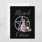 Aangepaste Gezegende Ostara Paarse Pentacle Spring Briefkaart (Voorkant / Achterkant)