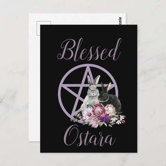 Aangepaste Gezegende Ostara Paarse Pentacle Spring Briefkaart (Voorkant / Achterkant)