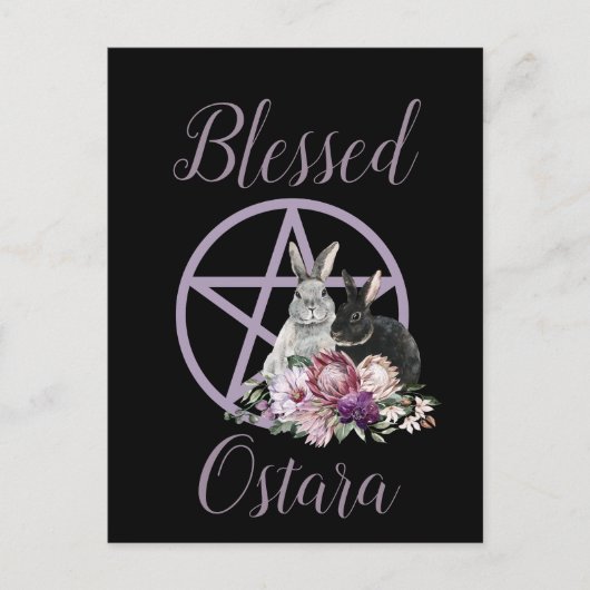 Aangepaste Gezegende Ostara Paarse Pentacle Spring Briefkaart (Voorkant)