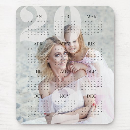 Aangepaste gezelfamiliefoto & kleur jaar kalender  muismat (Voorkant)