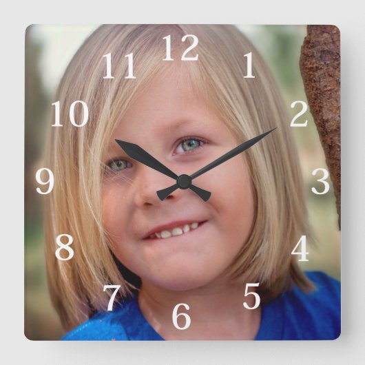 Aangepaste gezelfamiliefoto vierkante klok (Voorkant)