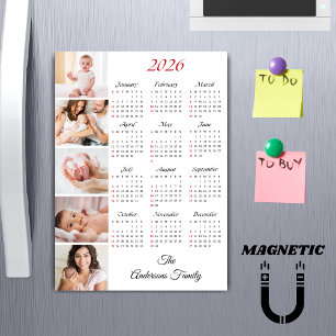 Aangepaste gezelfamiliefotocollage 2026 kalender m