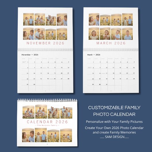 Aangepaste gezelfoto-agenda 2026 kalender