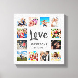 Aangepaste gezelfoto-collage gepersonaliseerd wit canvas afdruk
