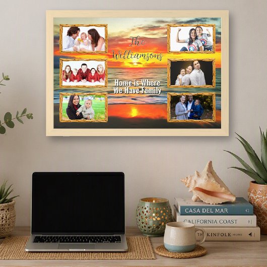 Aangepaste gezelfoto-collage Strand zonsondergang Poster
