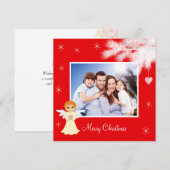 Aangepaste gezelfoto & engel op rode Kerst (Voorkant / Achterkant)