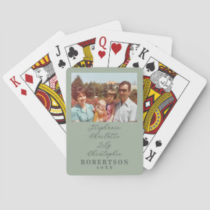 Aangepaste gezelfoto namen Jaar Retro saliegroen Pokerkaarten