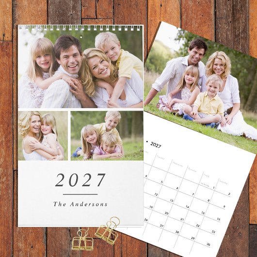 Aangepaste gezelfotominimalist 2027-agenda kalender